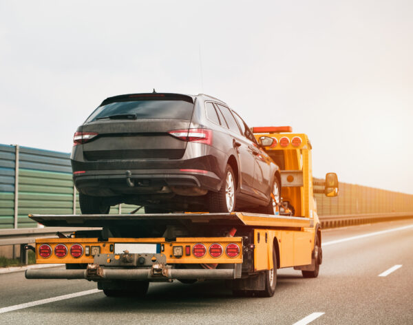 A tow truck on the public road